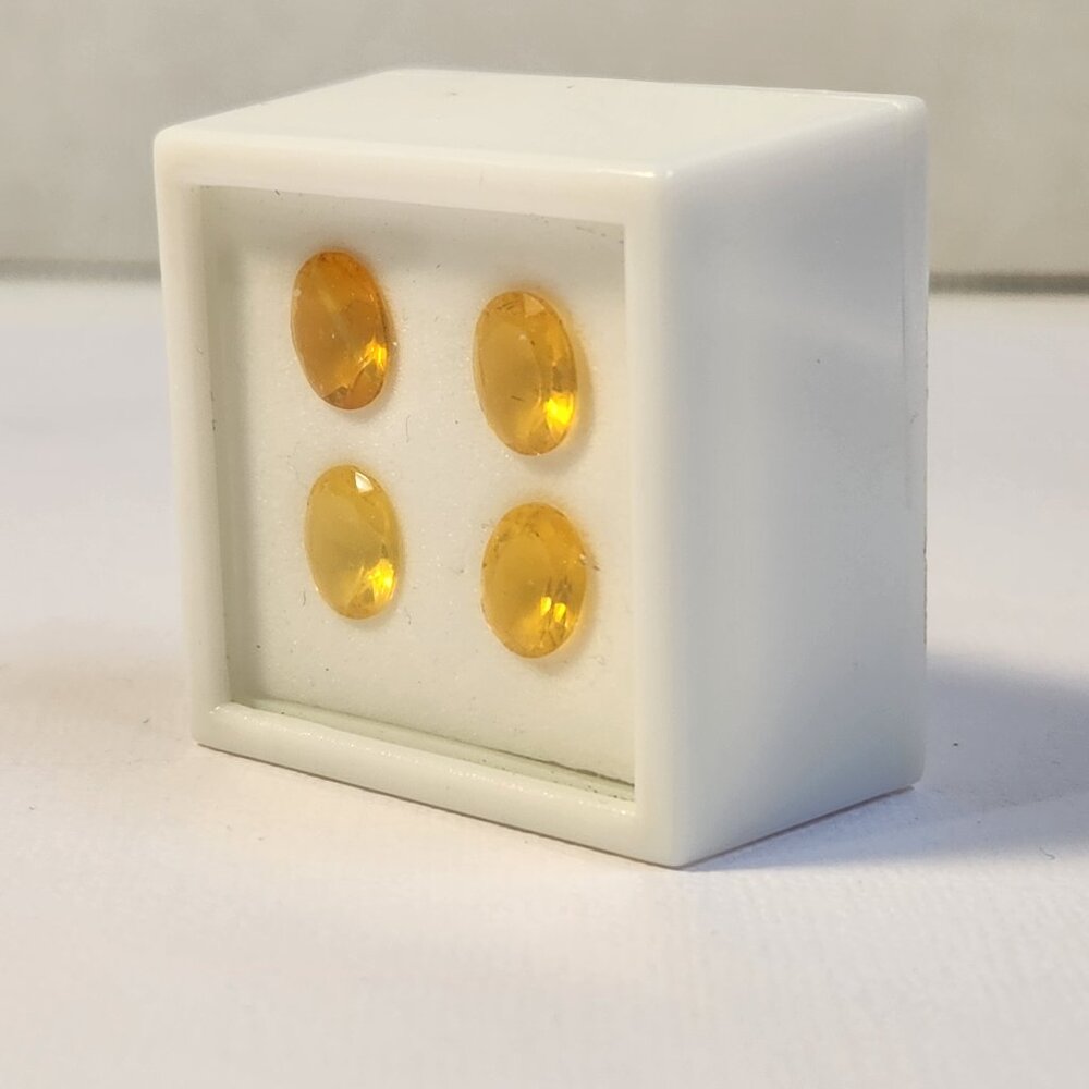 VTG Labeled Genuine Fire Opal 4.91ctw 9x7mm Oval Set of 4 Loose Gemstones - Picture 7 of 9